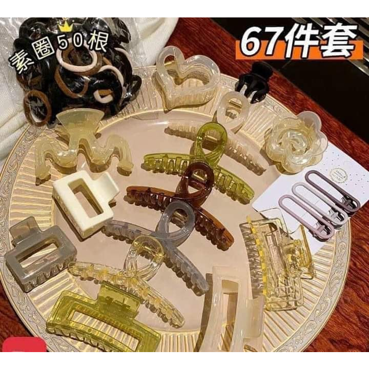 SET 67 MÓN KẸP TÓC HÀN QUỐC GỒM 17 KẸP+50 DÂY BUỘC TÓC