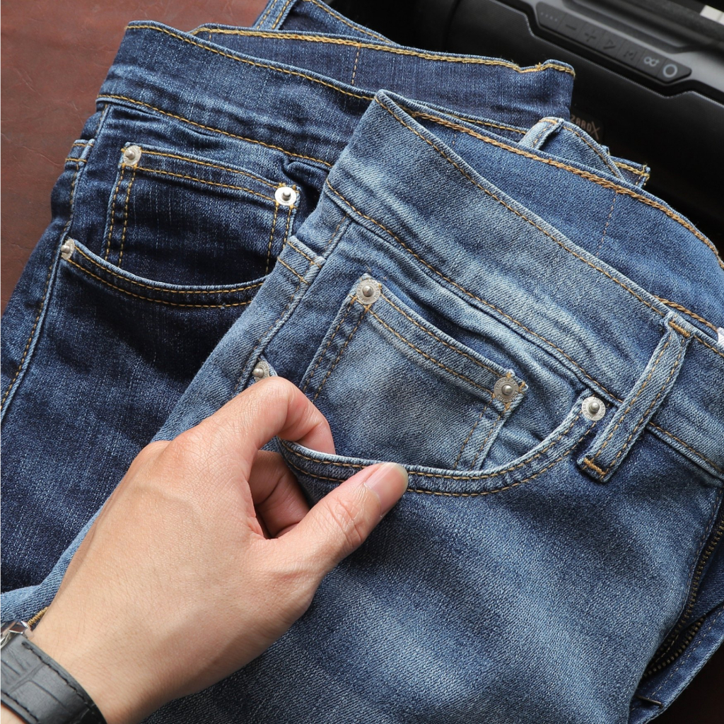 Quần Jean Dài Nam BBR Xanh , Form Slim-fit, chất vải co giãn nhẹ, ống 15-18cm, JB2M - Hàng VNXK