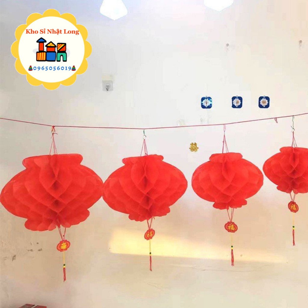 Đèn lồng đỏ Nilong chữ Phúc 25cm/20cm treo trang trí Tết - đèn lồng chống nước