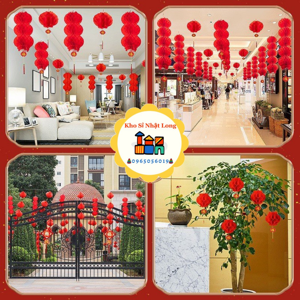 Đèn lồng đỏ Nilong chữ Phúc 25cm/20cm treo trang trí Tết - đèn lồng chống nước