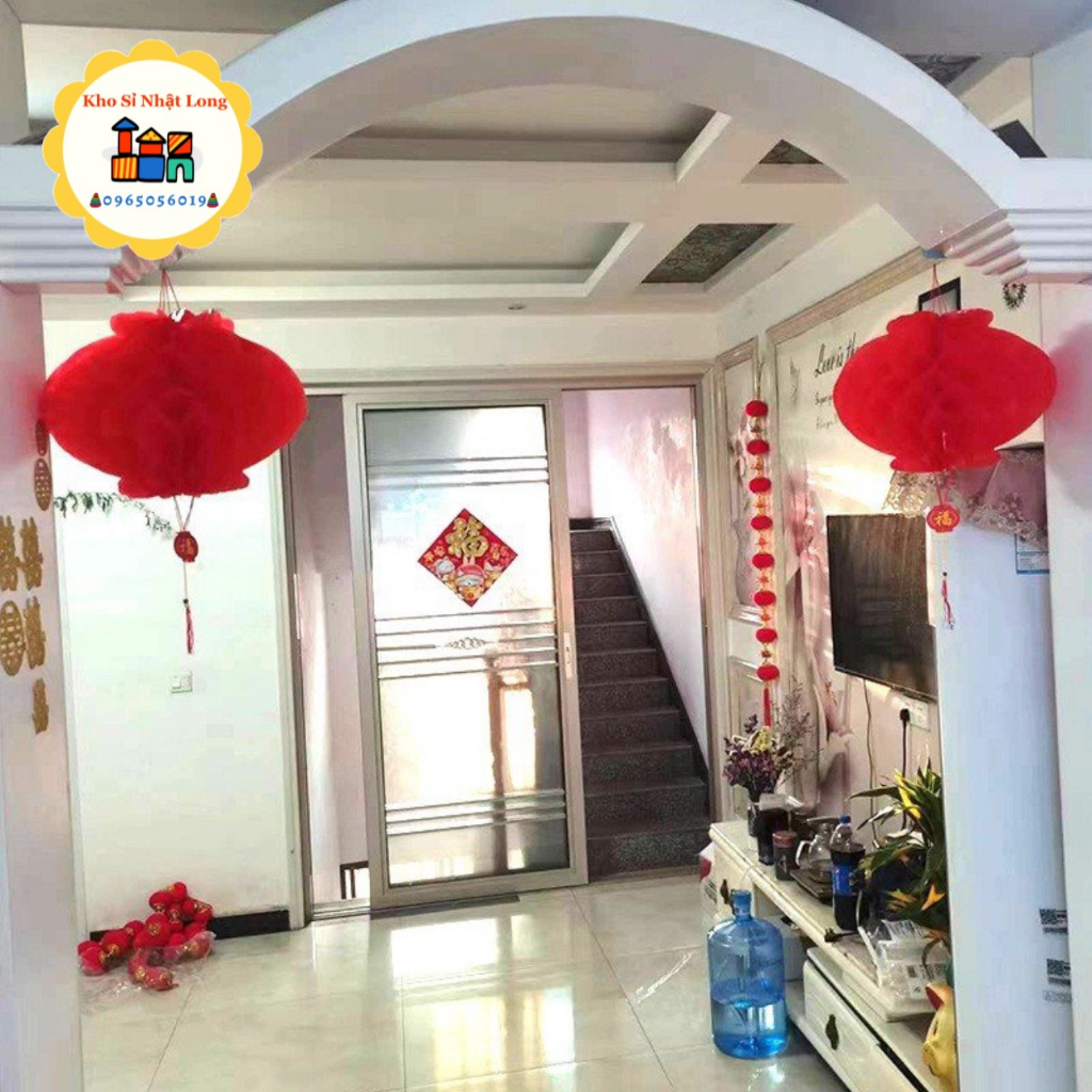 Đèn lồng đỏ Nilong chữ Phúc 25cm/20cm treo trang trí Tết - đèn lồng chống nước