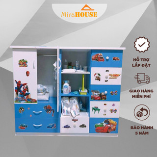 Tủ Nhựa Đài Loan Trẻ Em Cao 1m24 dài 1m45 sâu bì 45cm - Nội thất MIRA HOUSE có lắp ráp miễn phí