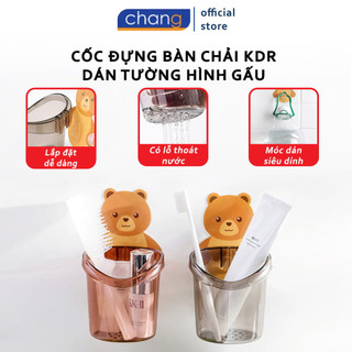 Ly cốc đựng bàn chải kem đánh răng dán tường hình gấu siêu tiện lợi