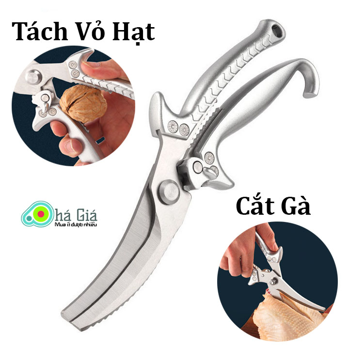 Kéo Bếp Nhật SK-5 Thép Không Gỉ Cắt Gà, Thịt, Xương, Thực Phẩm Siêu Bén (Có Chốt Khóa An Toàn, Tiện Dụng, Dễ Dùng)