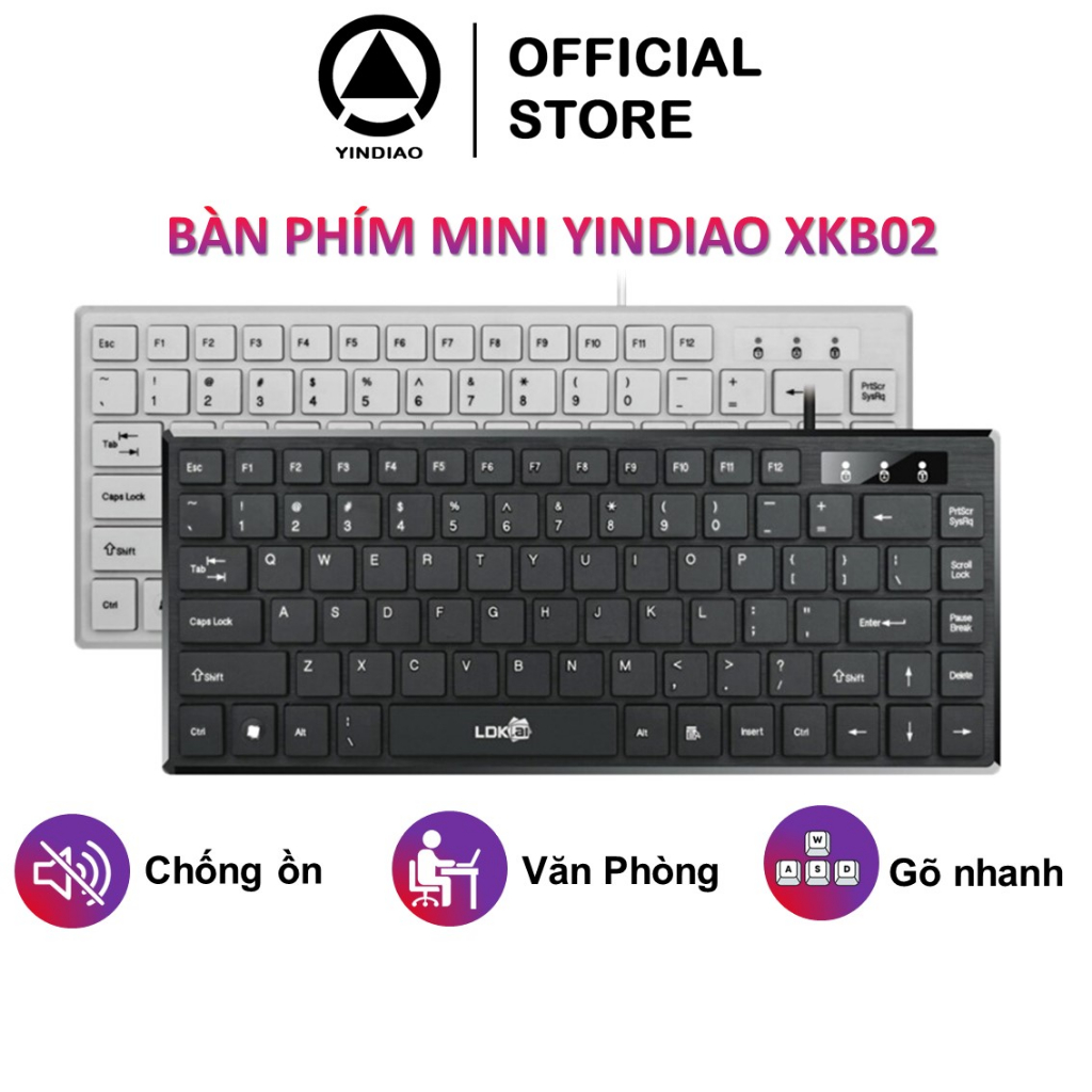 Bàn phím máy tính mini YINDIAO XKB02 có dây văn phòng nhỏ gọn 82 keys thiết kế hình thanh socola - Hàng chính hãng