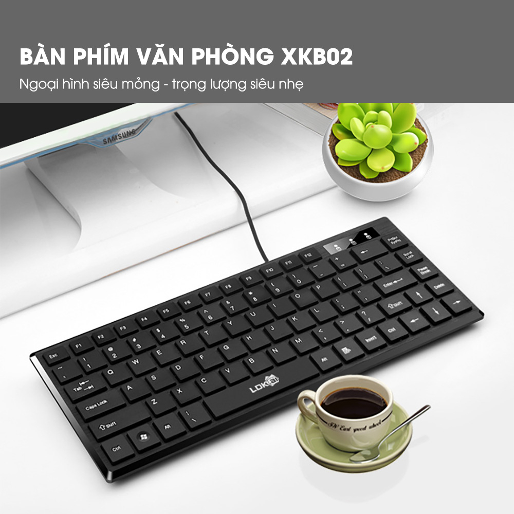 Bàn phím máy tính mini YINDIAO XKB02 có dây văn phòng nhỏ gọn 82 keys thiết kế hình thanh socola - Hàng chính hãng