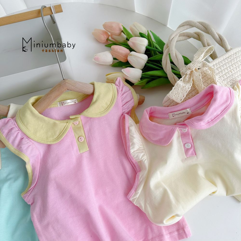 Áo sát nách cánh tiên điệu đà, chất liệu cotton mát mịn cho bé gái, miniumbabyfashion A1571