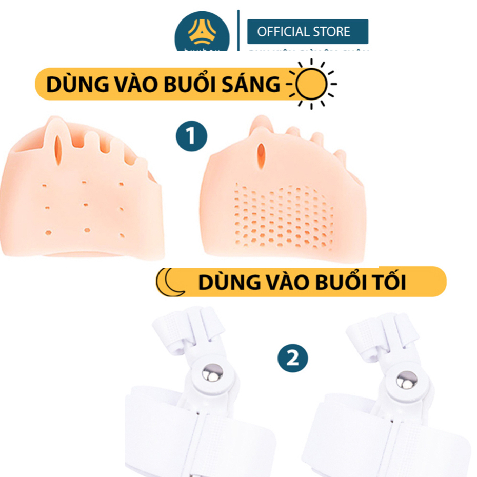 Combo 2 cặp dụng cụ chỉnh hình ngón chân cái bị vẹo Hallux Valgus chất liệu nhựa PC, vớ siliconesilicone tổ ong - Buybox