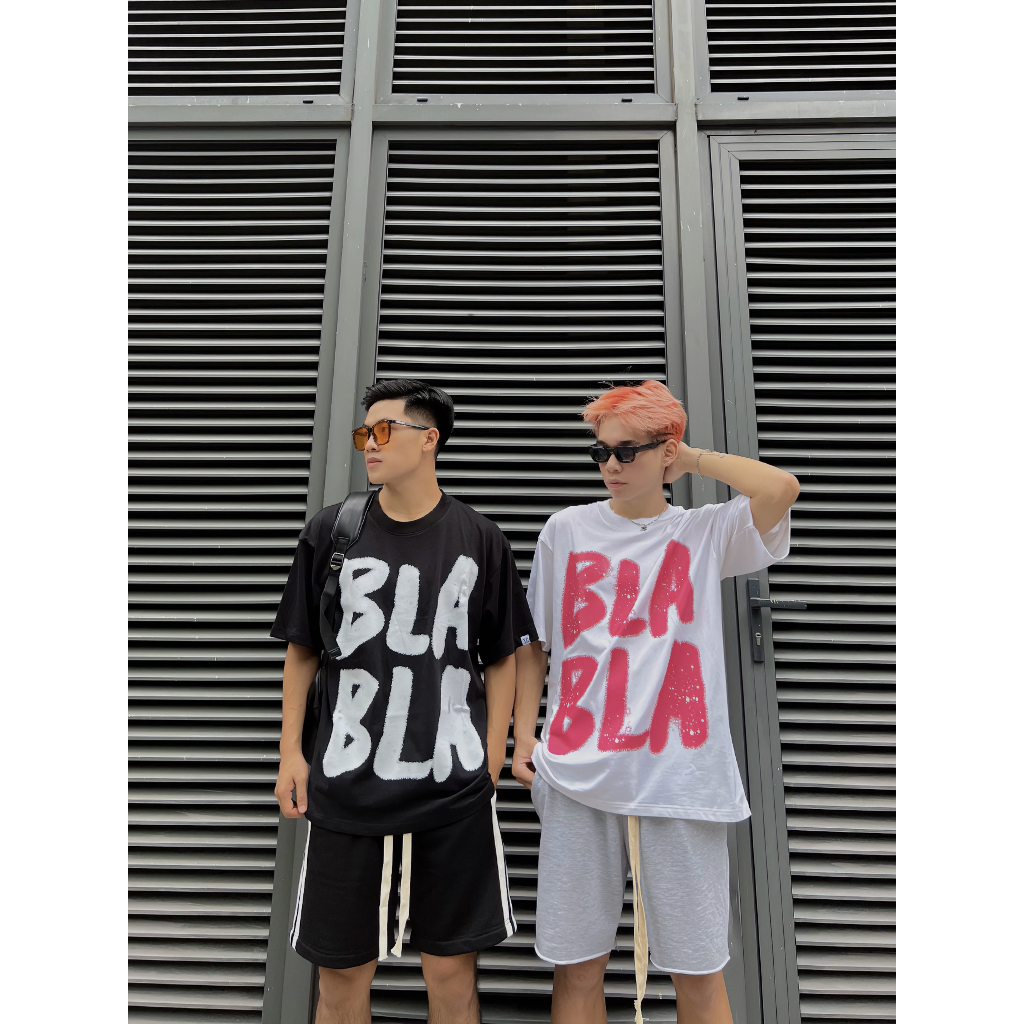 Áo thun The Xide áo phông unisex hình in chữ BLA form rộng chất cotton 2 chiều định lượng 250gr co giãn