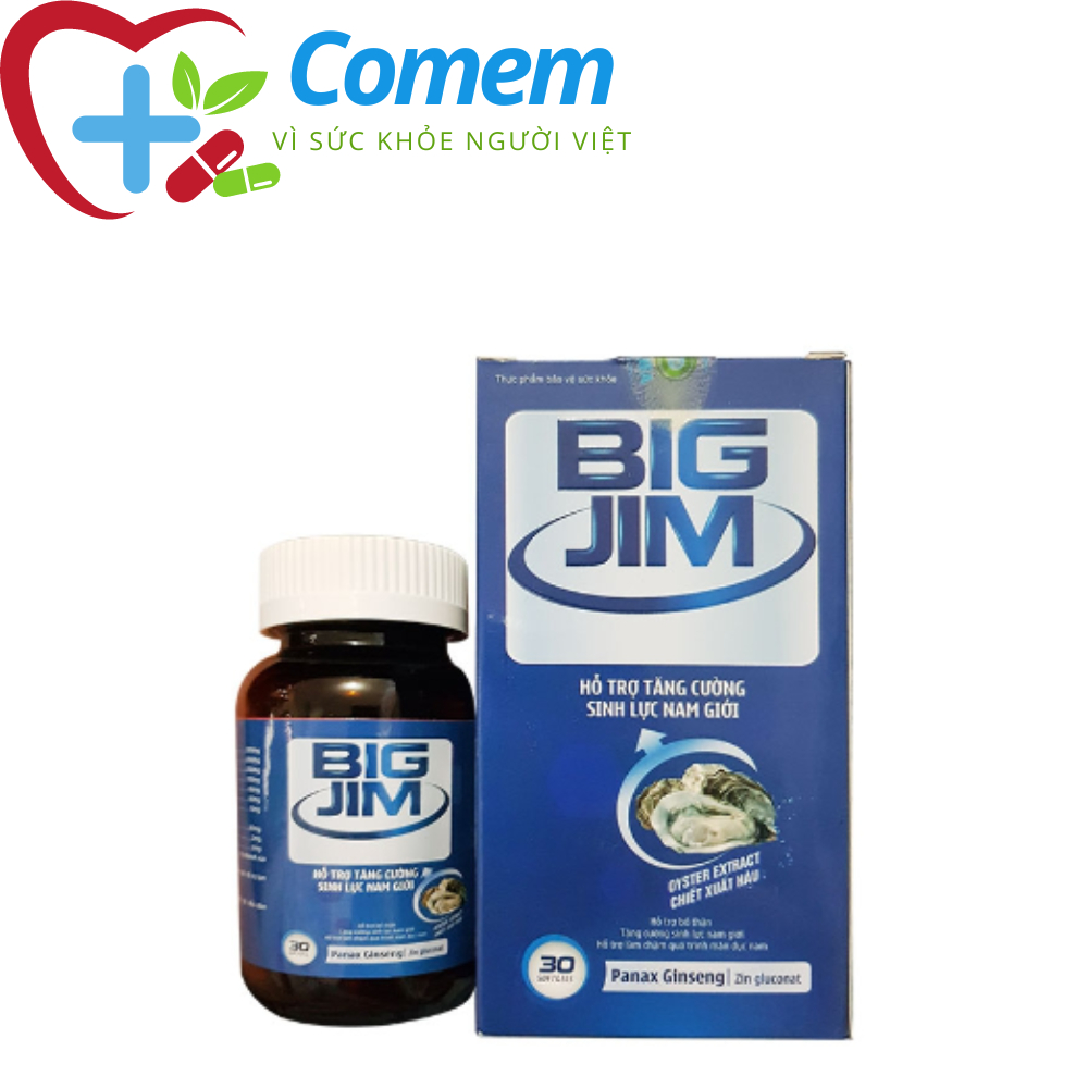 Tinh chất hàu Big Jim bổ sung kẽm, tăng cường sinh lý nam, chống xuất tinh sớm, bổ thận - Chai 30 viên