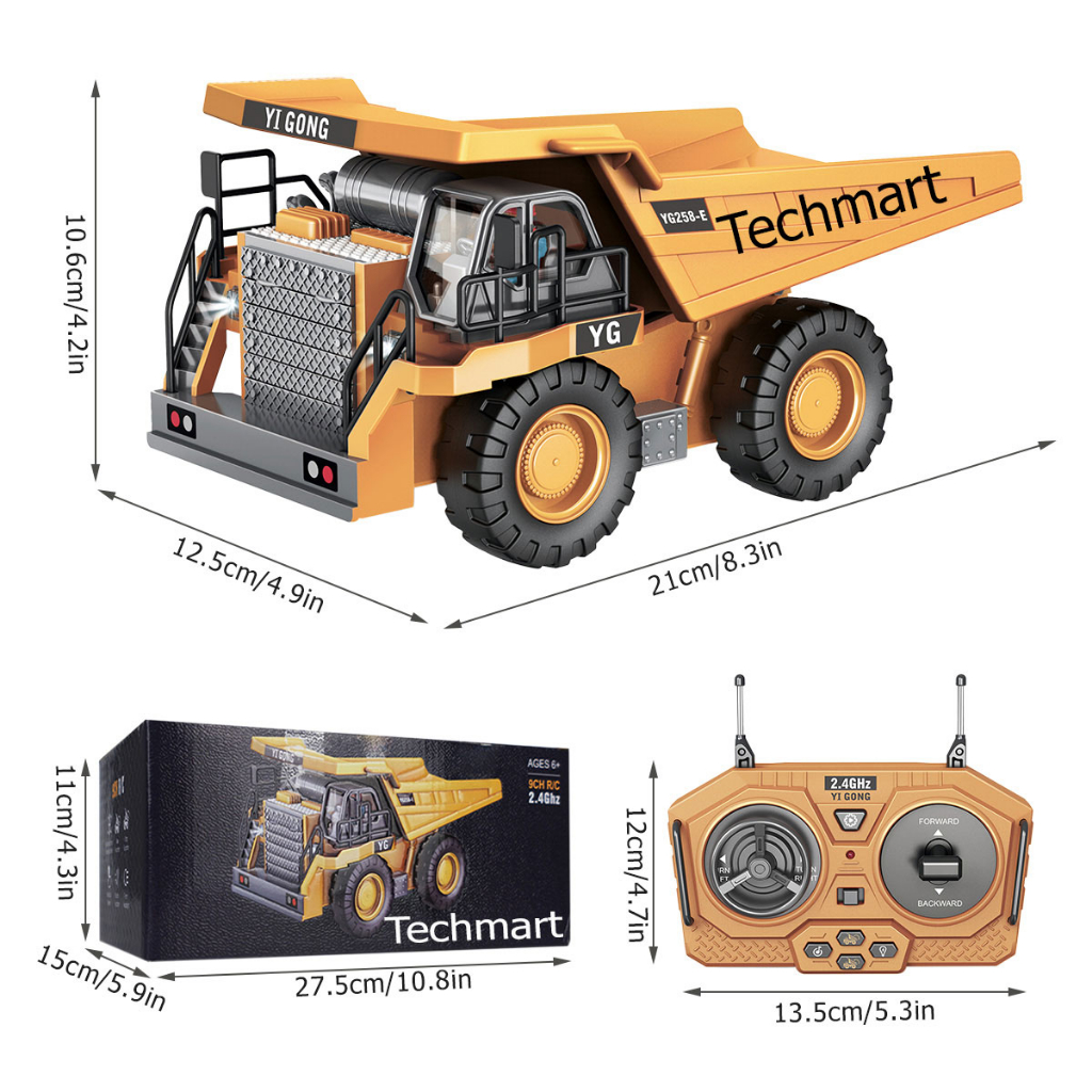 Xe công trình điều khiển từ xa Yigong Máy múc 11 Kênh YG258C + Máy ủi 9 kênh YG258F + Xe ben 9 kênh Yg258E