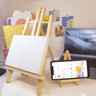 Giá đỡ điện thoại bằng gỗ, kệ gỗ 3 chân để ipad, giá để tranh số hóa, tranh đính đá decor bàn học