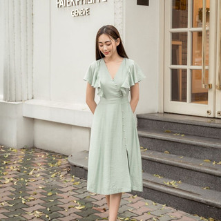 De Leah - Đầm xòe cúc trai tay cánh tiên - Thời trang thiết kế