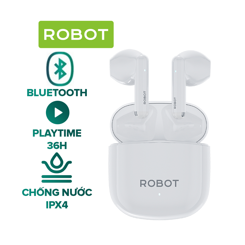 Tai Nghe Bluetooth 5.3 ROBOT Airbuds T60 Semi In Ear Playtime 36H, Chống Nước IPX4