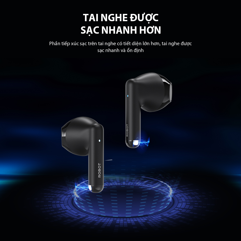 Tai Nghe Bluetooth 5.3 ROBOT Airbuds T60 Semi In Ear Playtime 36H, Chống Nước IPX4