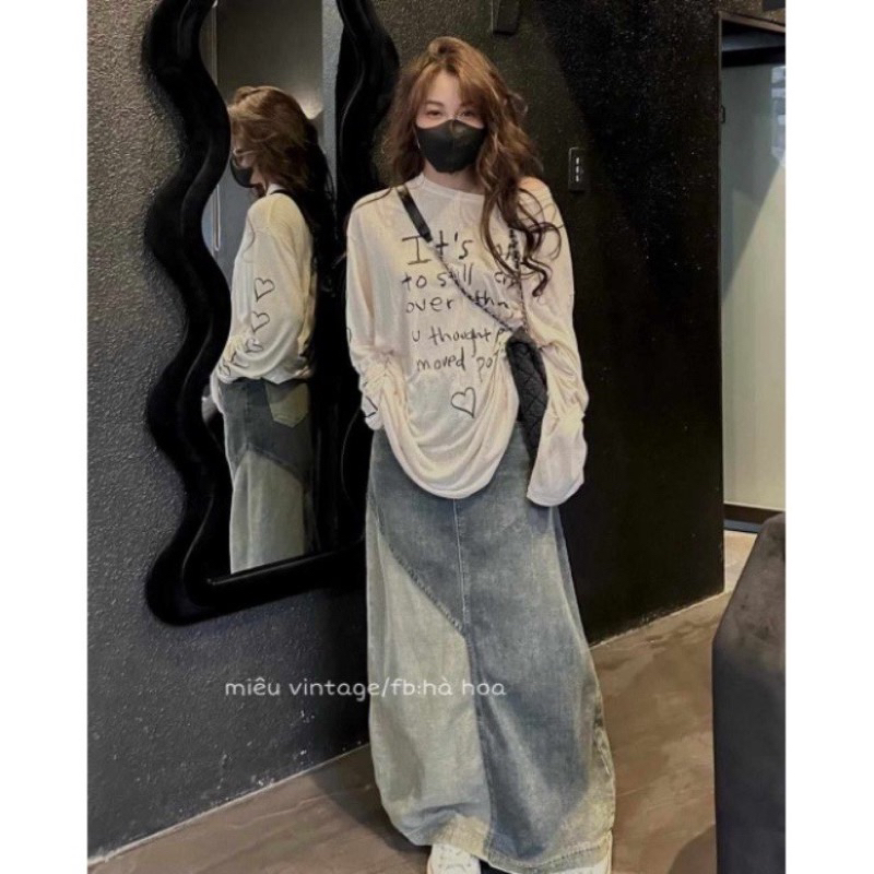 Áo Thun Giấy Dài Tay Hoạ Tiết Chữ Trái Tim Siêu Hot