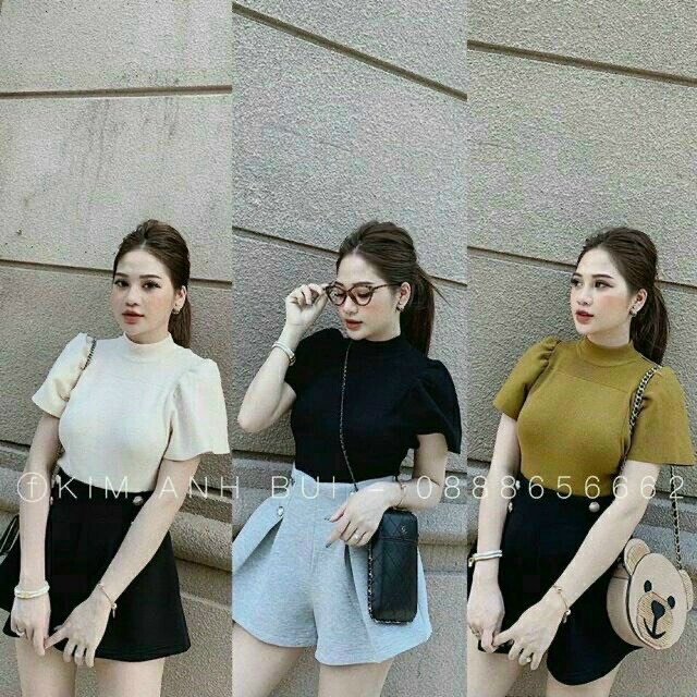 Áo Thun Cổ Lọ Thiết Kế Tay Phòng Trơn TTVVT0049