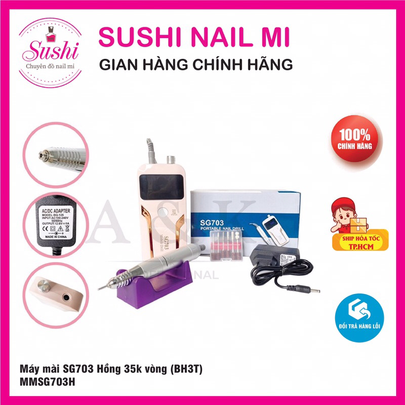 Máy mài móng tích điện SG703 35,000 vòng bảo hành 3 tháng – Sushi nail mi