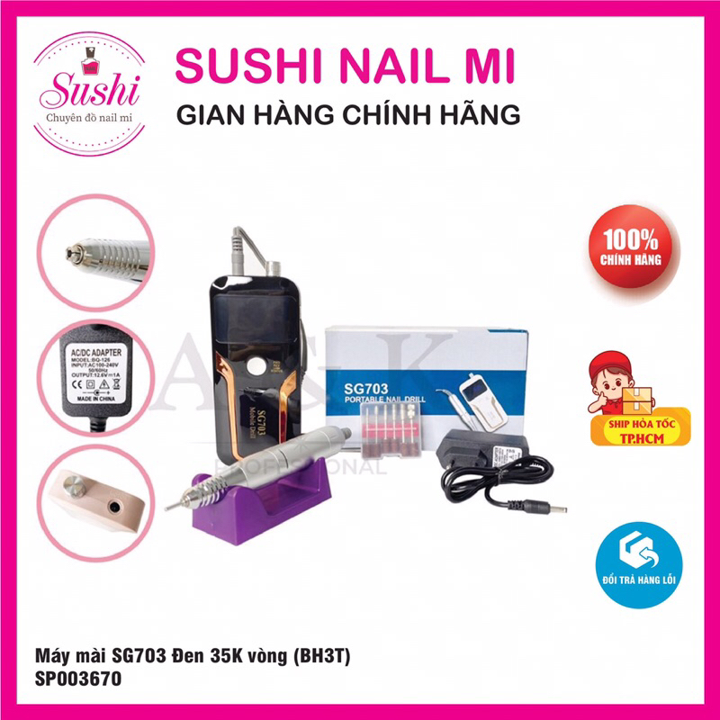 Máy mài móng tích điện SG703 35,000 vòng bảo hành 3 tháng – Sushi nail mi