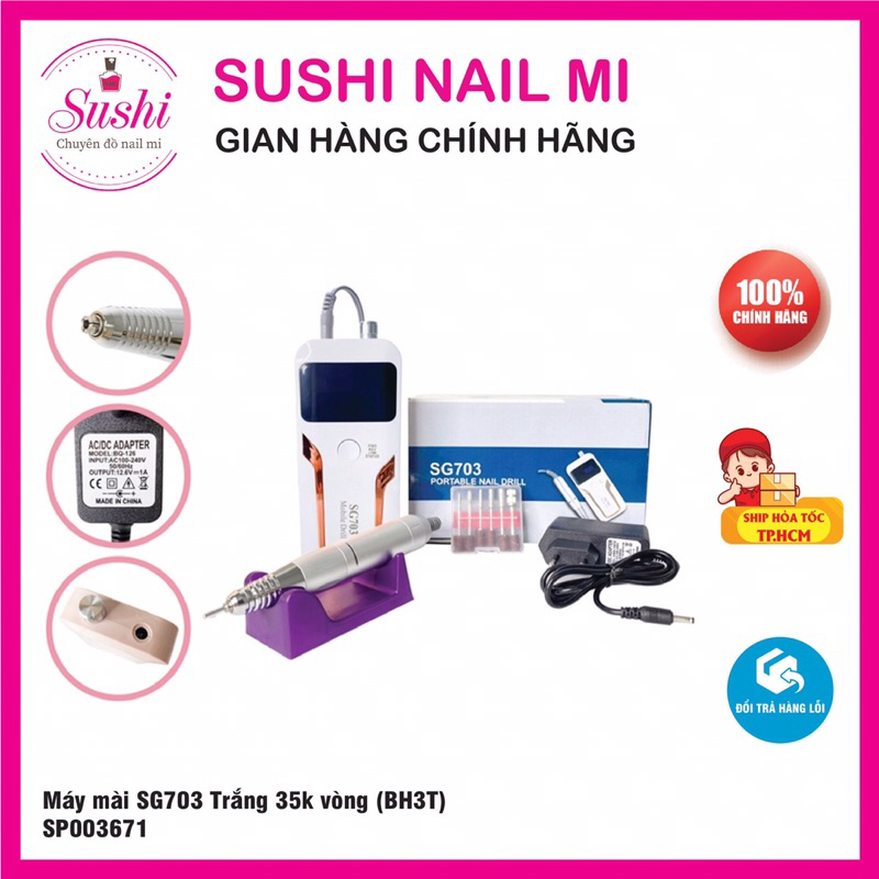 Máy mài móng tích điện SG703 35,000 vòng bảo hành 3 tháng – Sushi nail mi