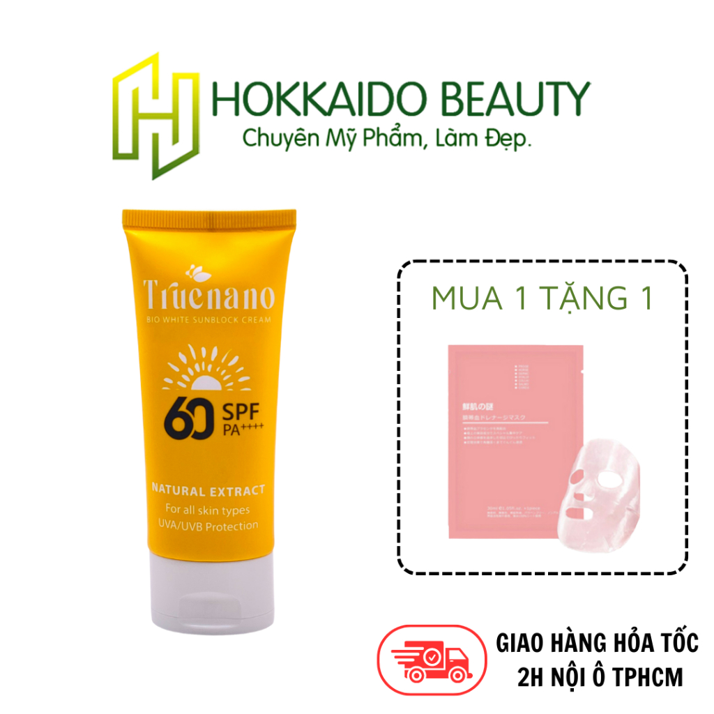 KEM CHỐNG NẮNG TRẮNG DA ĐA SINH HỌC - TRUENANO BIO WHITE SUNBLOCK CREAM ( SPF 60/ PA++) tuýp 50ml