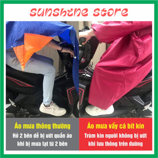 Áo Mưa Bít Không Xẻ Tà Vải Dù Da Cá Cao Cấp, Có 3 size lựa chọn và 9 màu