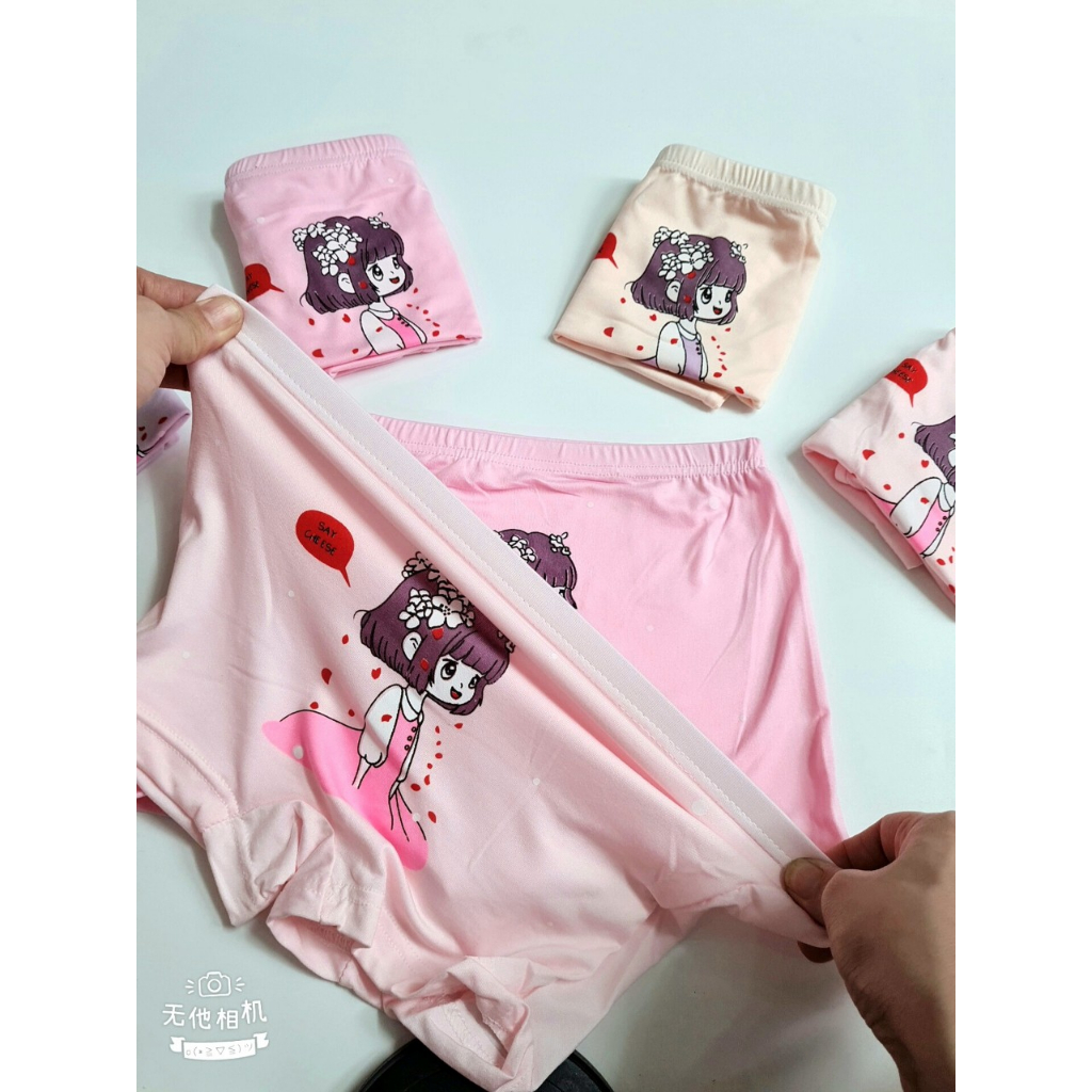 Set 5 quần chip đùi cho bé gái, quần lót bé gái chất liệu cotton mềm mịn,in hình dễ thương cho bé từ 10-26kg