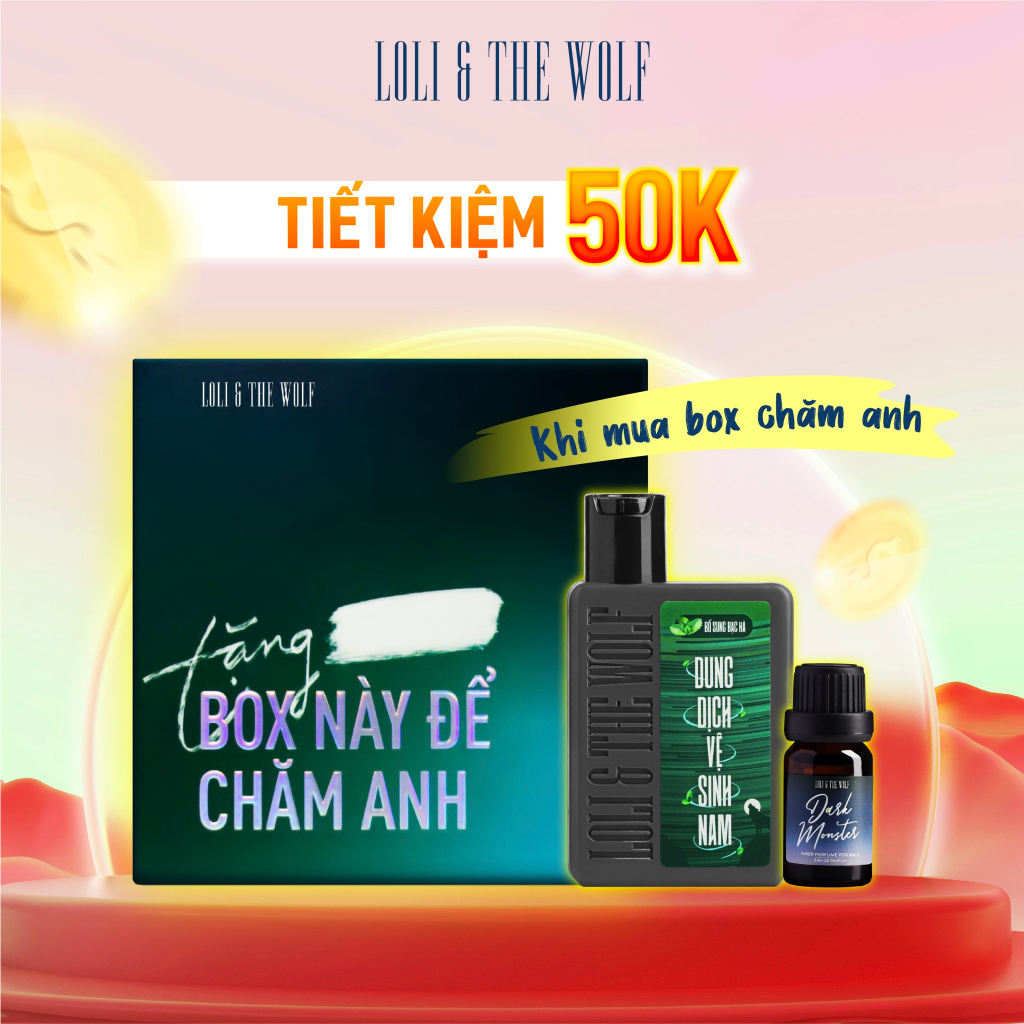 Bộ quà tặng nam giới BOX CHĂM ANH Loli And The Wolf - Dung dịch vệ sinh nam 80ml & Nước hoa vùng kín nam 10ml