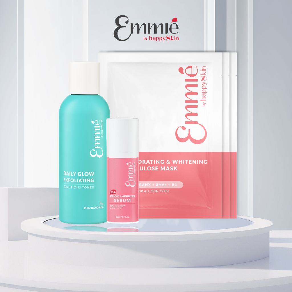 Combo Trắng Xinh: Toner 5% + Serum C + 3 Mặt Nạ Sinh Học Trắng Da Emmié by HappySkin