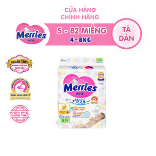Tã/bỉm dán Merries size S 82 miếng (Cho bé 4-8kg)