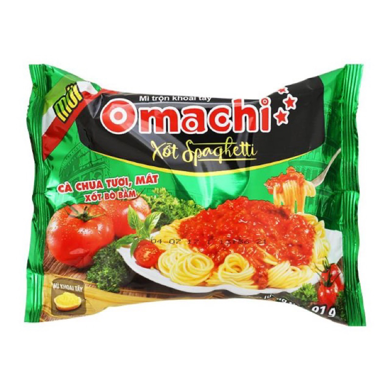 Mì tôm Omachi trộn sốt Spaghetti gói 90g xốt bò bằm cà chua thêm gói phô mai