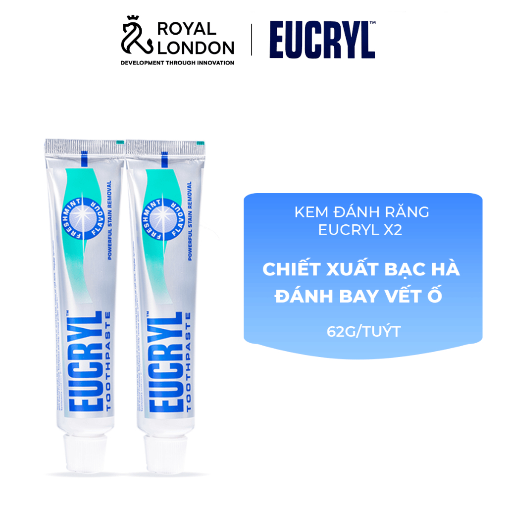 Combo 2 Kem đánh răng Eucryl hỗ trợ làm trắng răng (2x62g)