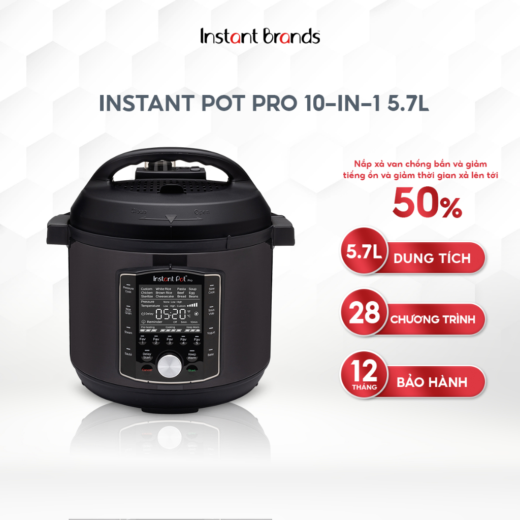 Nồi áp suất điện đa năng Instant Pot PRO 60 10in1, dung tích 5.7L, Bảo hành chính hãng 12 tháng