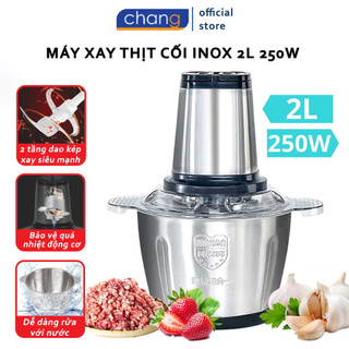 Máy Xay Thịt Đa Năng Cối INOX 304, 2L Công Suất 250W 4 Lưỡi Kép - Cối xay thực phẩm, rau củ