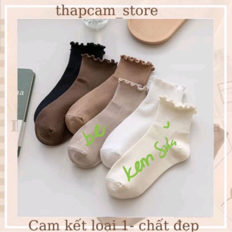 Tất bèo nhún cổ THẤP vintage Hàn Quốc
