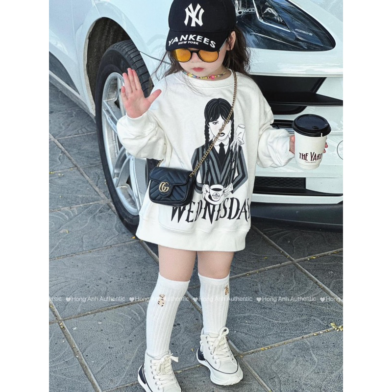 Sét áo phông dài tay chùm mông giấu quần kèm mũ cho bé gái