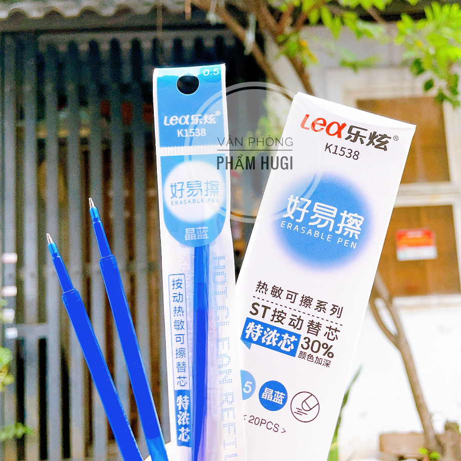Hộp 20 Ruột bút thay thế cho bút gel Bấm Tẩy Xóa được (mực Xanh/Tím) loại tốt mực đậm và đều