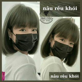Thuốc nhuộm tóc Xanh rêu khói trầm, nhuộm tóc màu xanh rêu đen/ Đen rêu không cần Thuốc tẩy tóc tặng oxy trợ nhuộm