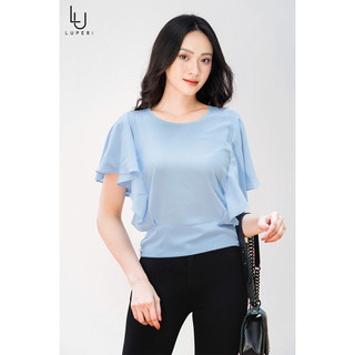 Áo sơ mi công sở cách điệu LUPERI LFSM201 bo gấu, tay cánh rơi sang trọng qúy phái
