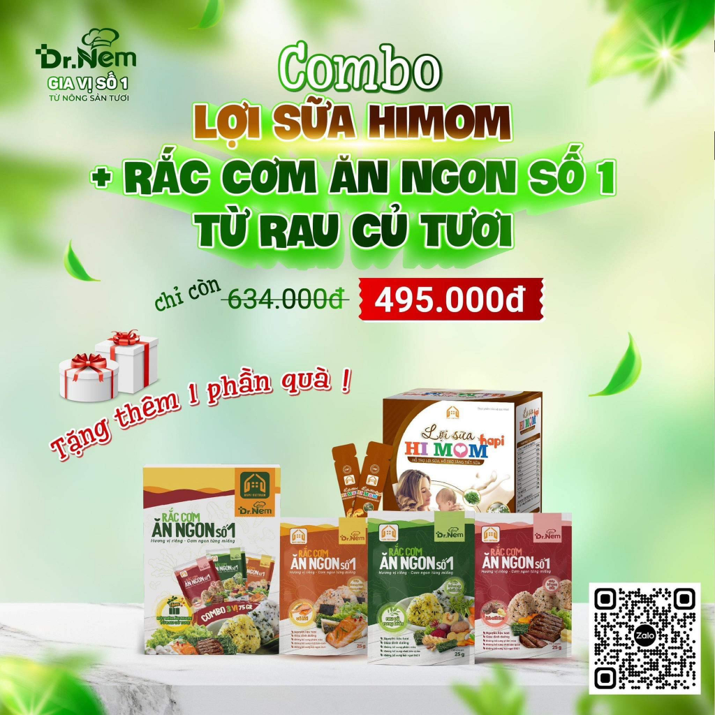 Rắc Cơm Ăn Ngon Dr Nem 3 Vị Cá Hồi Bò Rong Biển Tặng 1 Gói Bột Nêm Rau Củ