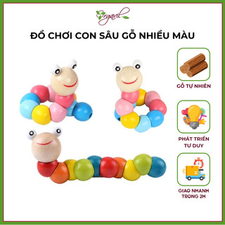 Đồ chơi con sâu gỗ uốn dẻo nhiều màu - Đồ chơi thông minh cho bé - Orgavil