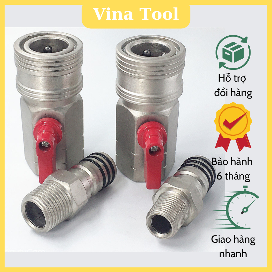 Van Nối Hơi Có Khóa Ren 13mm, Ren 21mm, Van Hơi Có Khóa, Van Khóa Hơi Đóng Mở Linh Hoạt, Dễ Dàng Sử Dụng