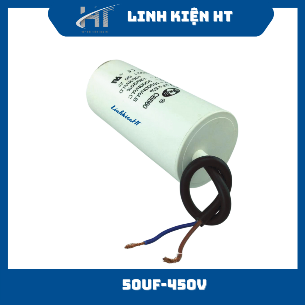 Tụ khởi động 50uF 450V CBB60 SENJU trắng chất lượng tốt - Linh kiện HT