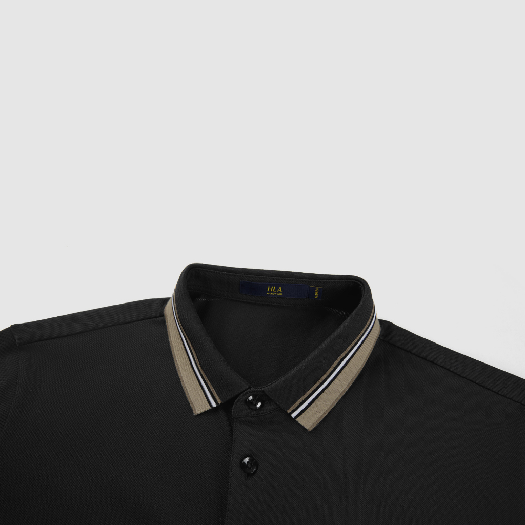 HLA - Áo POLO nam ngắn tay phối viền cotton lạnh đàn hồi tốt Contrasting stripes elastic icy cotton Polo Shirt