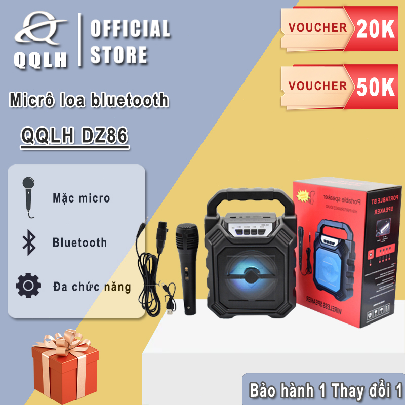 QQLH Store loa bluetooth karaoke mini giá rẻ, loa keo loa kẹo kéo mini bluetooth Đi,kèm với một micrô miễn phí