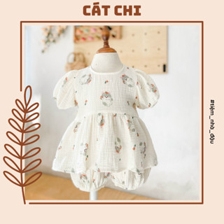 [Tiệm nhà Đậu] Cát Chi - Set bộ xô muslin mềm mại cho bé