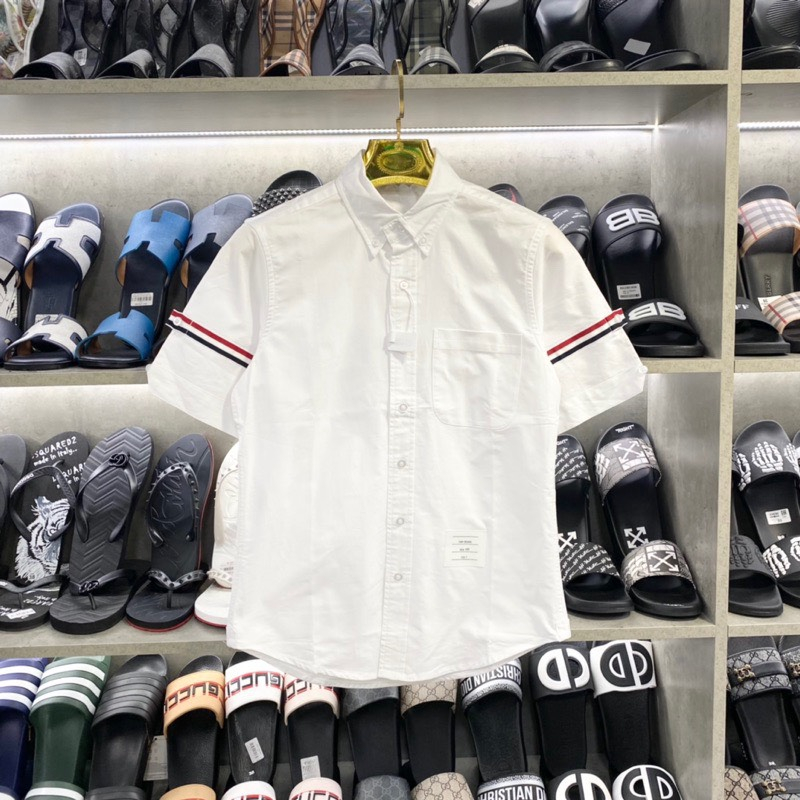 Áo Sơ Mi Thom Kẻ Xám Đen Ngắn Tay Vải Cotton Lụa Cao Cấp | BigBuy360 - bigbuy360.vn