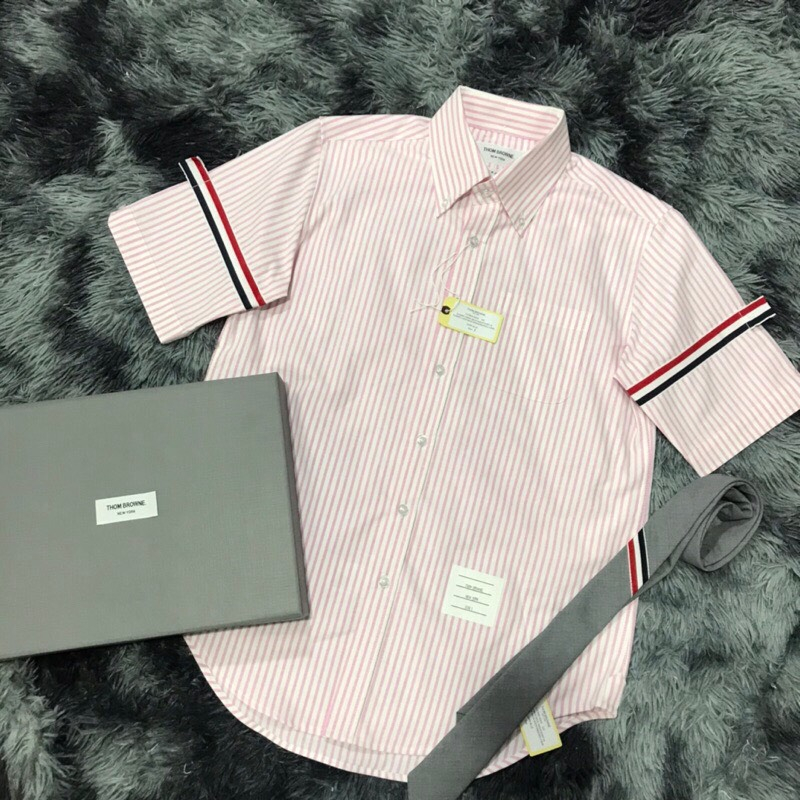 Áo Sơ Mi Thom Kẻ Xám Đen Ngắn Tay Vải Cotton Lụa Cao Cấp | BigBuy360 - bigbuy360.vn