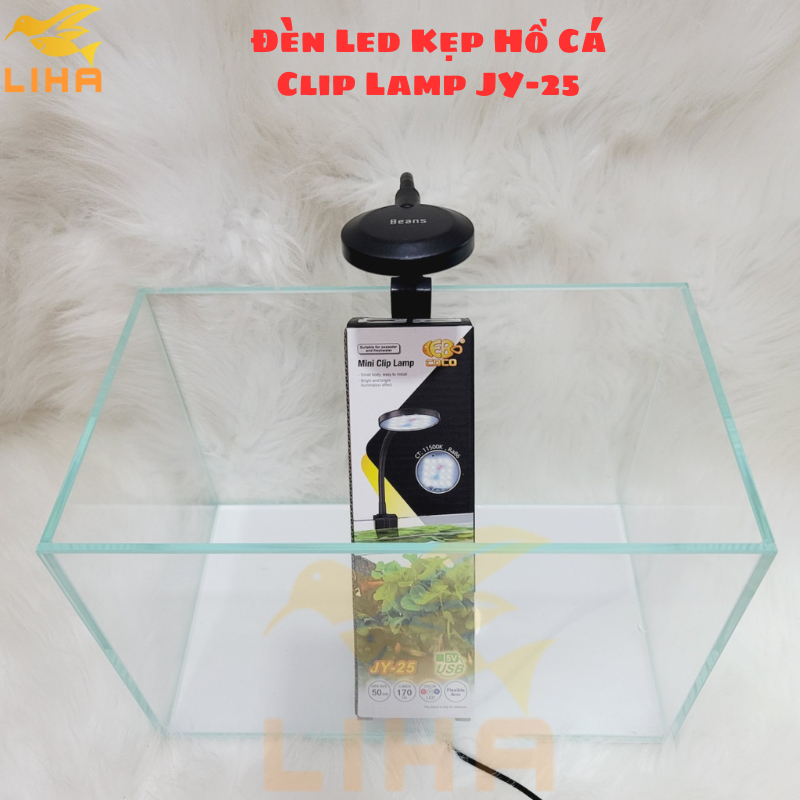 Đèn Led Kẹp Hồ Cá Bể Tròn Mini Màu Trắng Clip Lamp JY-25 Cho Hồ 25cm