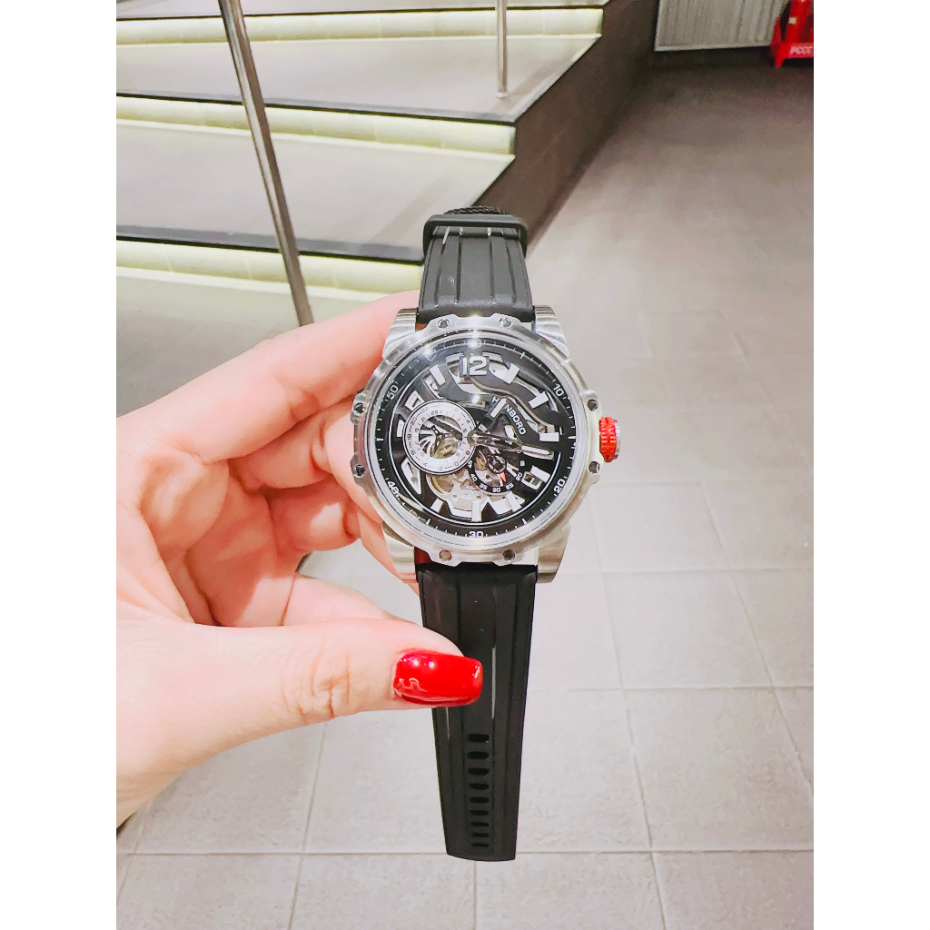 Đồng Hồ Nam Hanboro HBR 8853 Silicone Strap, Máy Automatic , Size 46mm